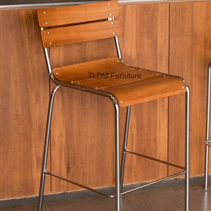 Interior Design Of Cafe - Wooden Light Luxury Bar Chairs Kitchen