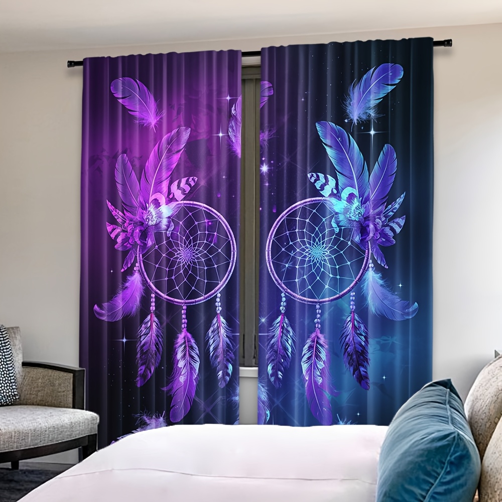 Purple Dreamcatcher Curtains F - Interior Design Of Cafe 评论和价格