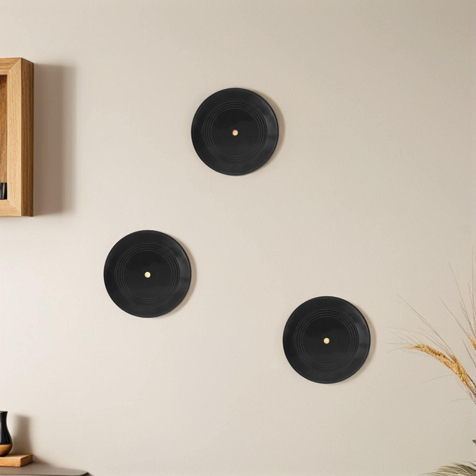 3Pcs Vintage Vinyl Records Wal - Interior Design Of Cafe 评论和价格