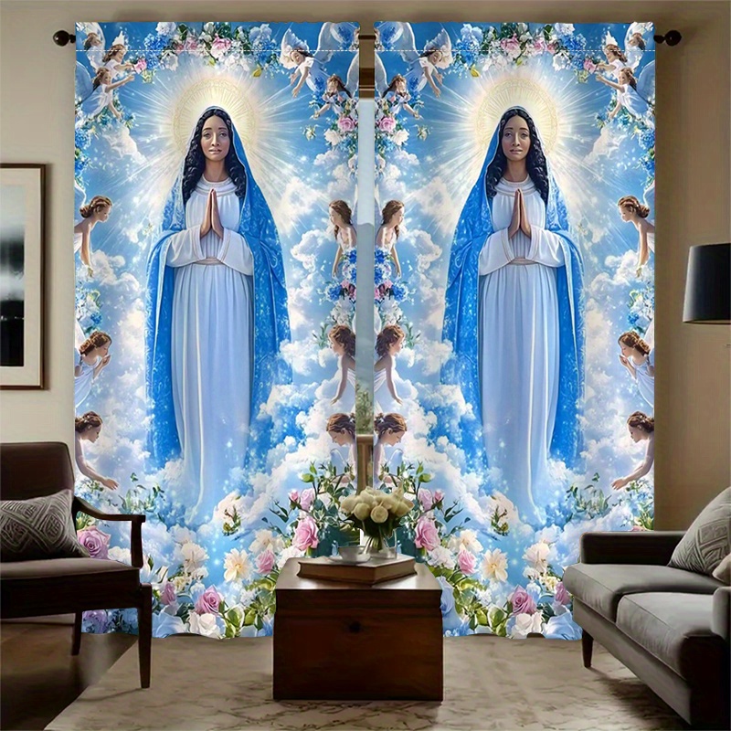 Virgin Mary Curtains Religious - Interior Design Of Cafe 评论和价格